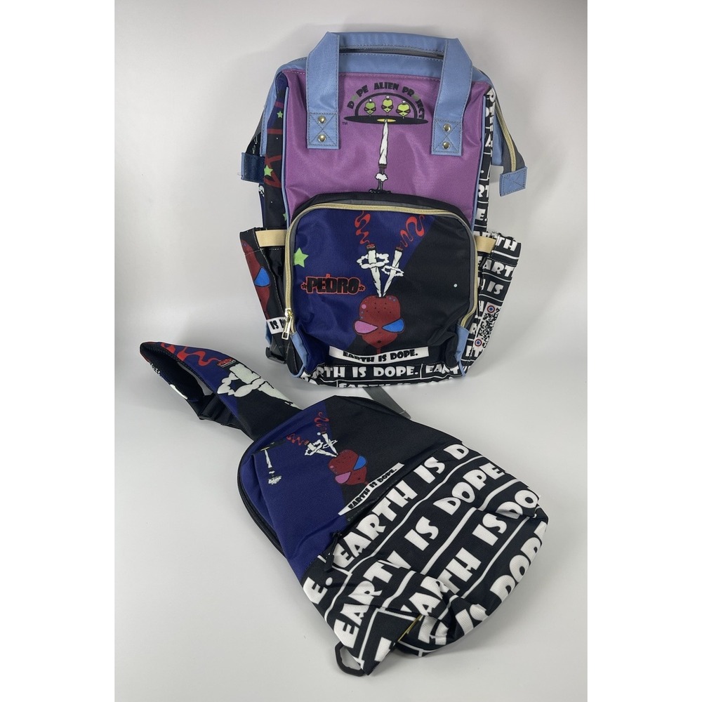Weedhead Pedro Earth Is Dope Diaper Bag Backpack‎ & Sling Bag Set Rare USA